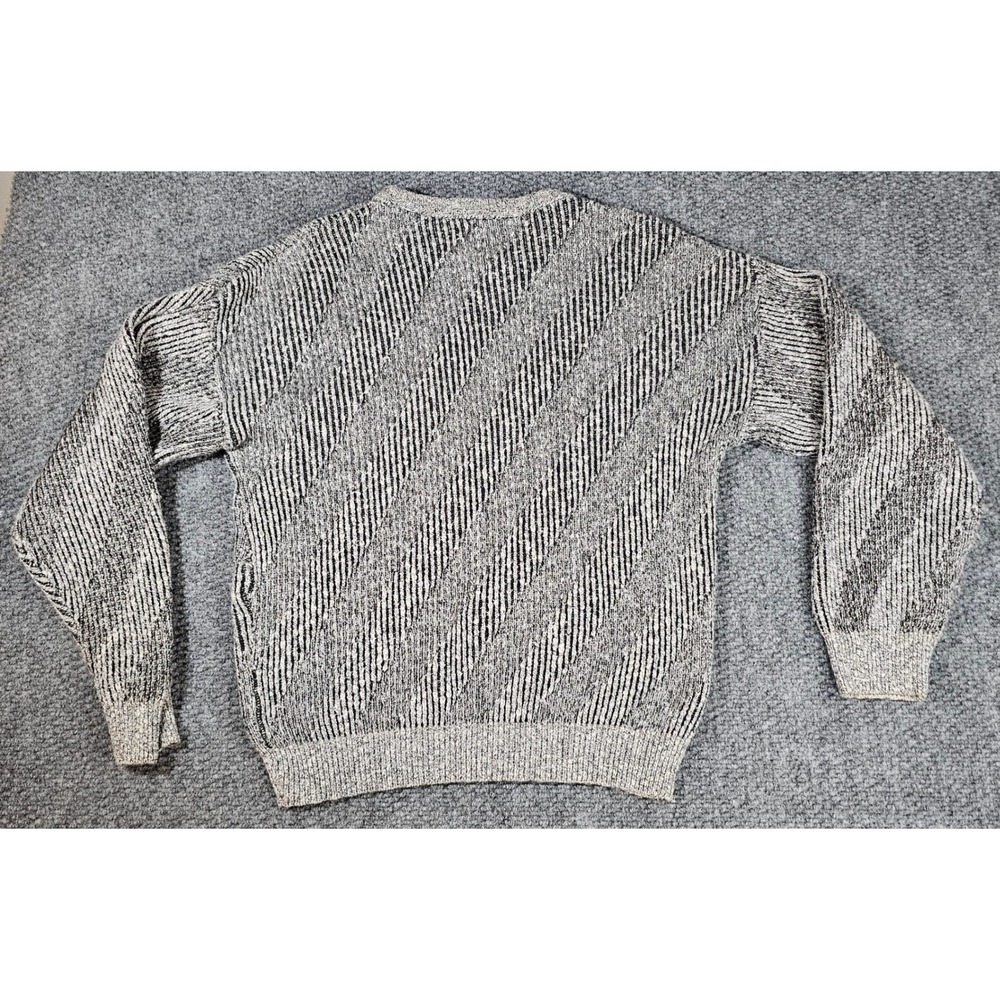Ellis Island Striped Knit Sweater Vintage Made in USA‎ Gray Black Mens Size M - Picture 6 of 6